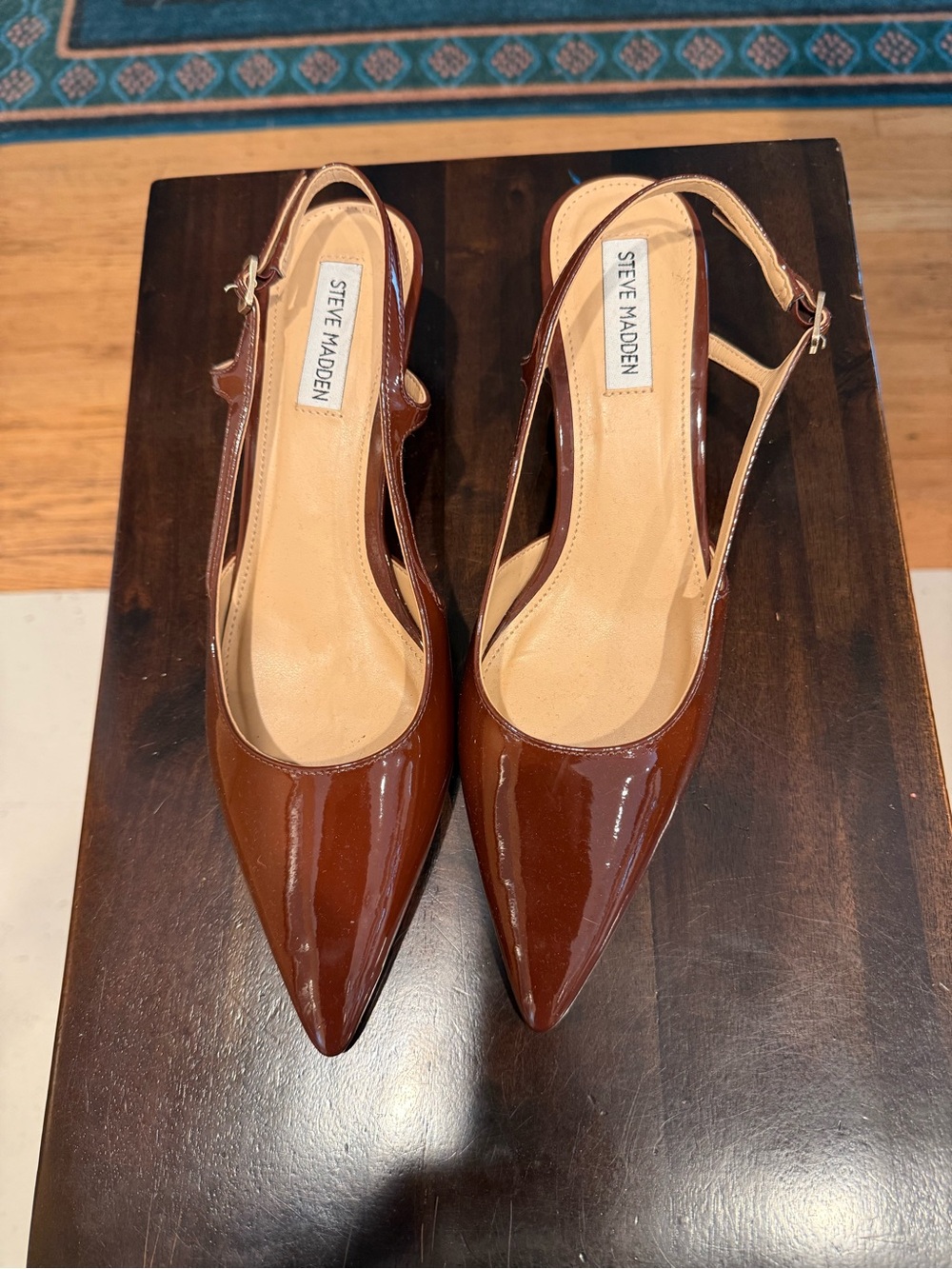 Steve Madden Chestnut Patent Leather Slingback Kitten Heels – Worn Once